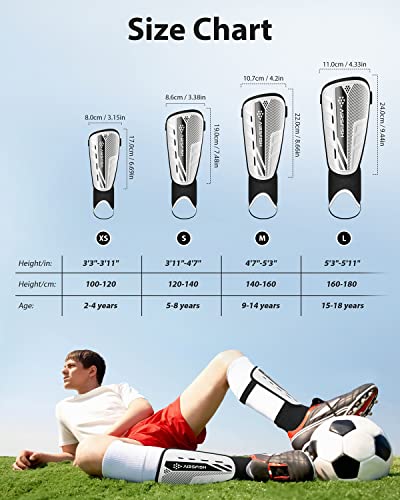 Upgraded Soccer Shin Guards For Kids Youth Adults, Ce Certified Airsfish Shin Guard Sleeves Protection Gear For Boys Girls Soccer Games Eva Cushion Reduce Shocks And Injuries (Medium, White+Black) #TOP4