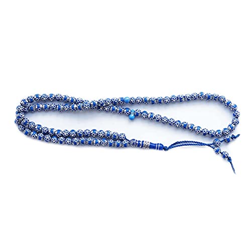 8mm Tasbih Islamic Prayer Beads Muslim Islam Misbaha Tasbeeh Sibha 99 Beads Necklace Hand Bracelets (Blue)