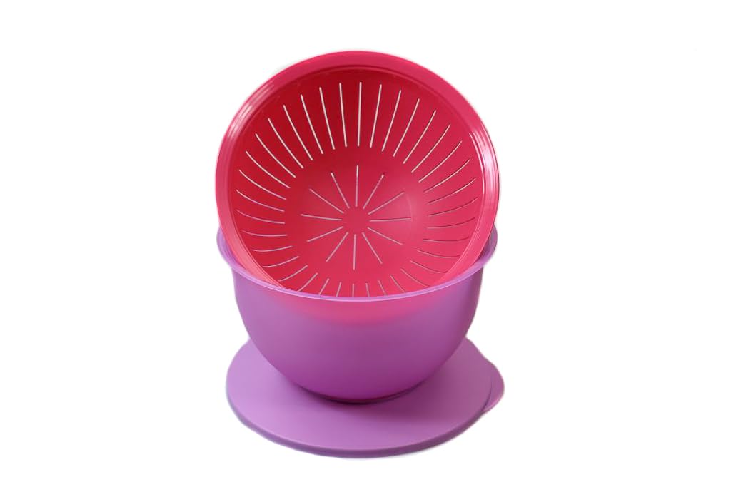 TUPPERWARE Junge Welle Schüssel 4,3 L lila Servierschüssel Schale Servieren + Sieb pink