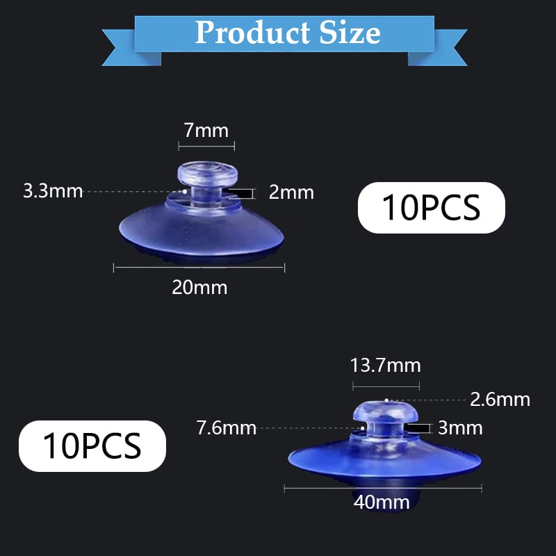 Confezione da 20 ventose in plastica trasparente senza ganci da 20 mm e 40 mm per la decorazione e l'organizzazione della casa, finestra, bagno, scrivania, vetro
