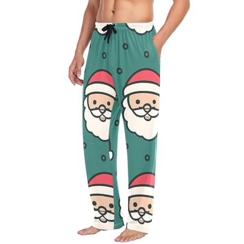 Santa Claus Seamless Men's Pajama Bottoms Plaid Pajamas Pants for Men Soft Long Lounge Woven Pj Sleep Pant with Pockets4