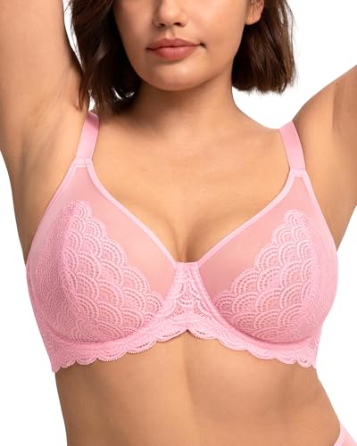Image of HSIA Minimizer Bras for Women Large Bust Full Coverage Lace Plus Size Bra - Mermaid Scales