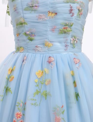 Robe à bretelles spaghetti en tulle à fleurs romantiques