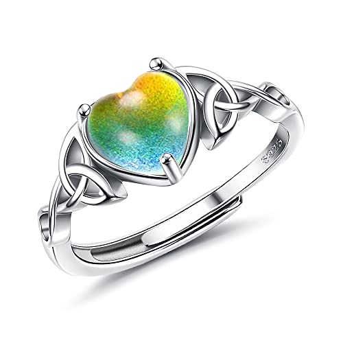 KRFY Anelli D'umore Argento 925 per le Donne Ragazze Anello Solitario Regolabile a Mano del Cuore Anello Variabile per Controllo Della Temperatura Cambia Colore Anelli Impilabili KRFY Anelli D'umore Argento 925 per le Donne Ragazze Anello Solitario Regolabile a Mano del Cuore Anello Variabile per Controllo Della Temperatura Cambia Colore Anelli Impilabili