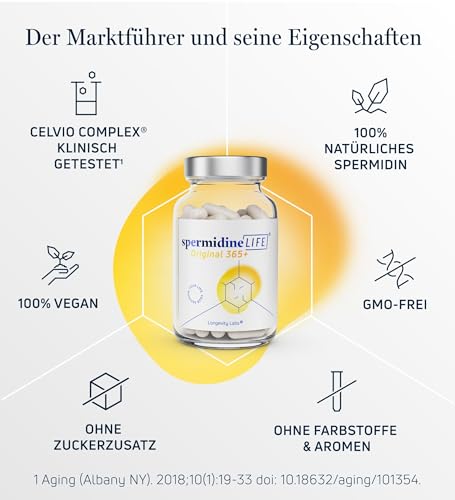 Spermidinelife Originale 365+ 2 Mg Di Spermidina Da Celvio Estratto Di Germe Di Grano Con Zinco E Vitamina B1 – Capsule Vegane Per Il Supporto Quotidiano Del Rinnovamento Cellulare E Dell'autofagia - 5