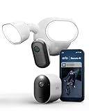 Arlo 2K Flutlichtkamera kabelgebunden + Pro 6 Kamera, Überwachungskamera Aussen WLAN, 2K HDR, 160° Weitwinkel, Bewegungsmelder, LED Licht, 2-Wege-Audio, Sirene, Secure Testzeitraum