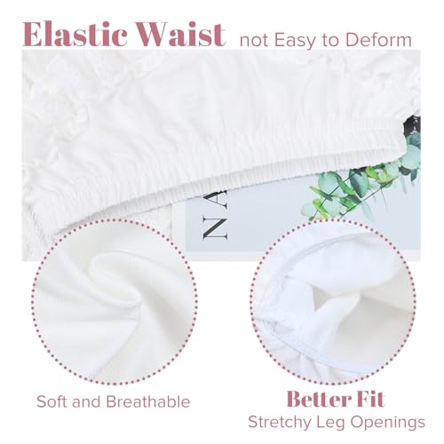 5 Piece Set of Ruffled Lace Panty Diaper Covers for Baby Girls Cotton Toddler White Shorts Underwear2