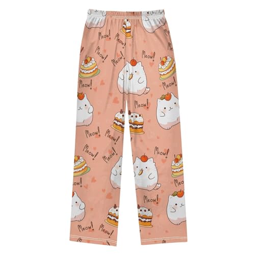 Cats and Cake Boys Pants Boys Athletic Pants Long Pant for Boywith Pockets Wide-Leg Size 6-14Y2