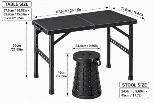 Image of Portable Camping Table and Stool Set Lightweight Foldable Camp Tables with Net for Beach Trips, Fishing, Picnic, Cooking & Much More
