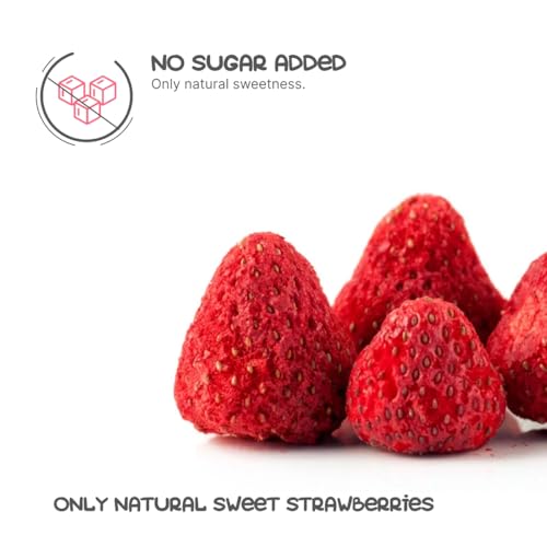 Freeze-Dried Whole Strawberry – 100% Natural, No Sugar Added, Healthy Snack, Organic, Pure Fruit 50g (1,76 Oz))