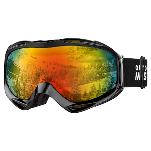Image of OutdoorMaster OTG Ski Goggles - Over Glasses Ski /Snowboard Goggles for Men, Women & Youth - 100% UV Protection (Black Frame + VLT 36% Rose Lens)