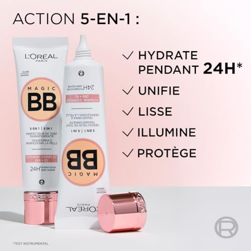L'Oréal Paris - BB Crème 5-en-1 - Crème Teintée Infusée en Vitamines B5 et E - Résultats dès 2 Semaines - Non Comédogène - Peaux Sensibles et Peaux Grasses - Magic BB Crème - Teinte : 04 Médium