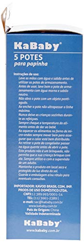 Kit com 5 Potes para Armazenar Papinha, KaBaby, Azul, KaBaby, Azul, Tamanho único