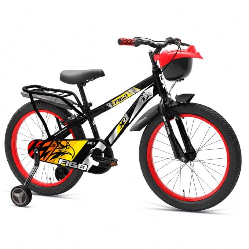 Image of XCi Figo 20T Black YellowKids Cycle, Single Speed Steel Frame Cycle, Ideal for 5-8 Years Unisex