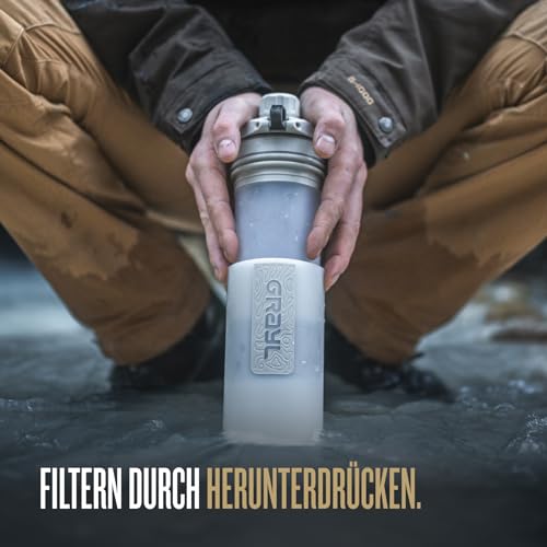 GRAYL GeoPress 710ml Outdoor Wasserfilter Trinkwasser I Eliminiert 99,99% aller Bakterien und Viren I Perfekt für Camping, Survival und Reisen (Peak White) 4