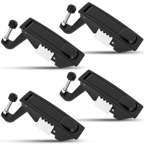 Lounsweer 4 Pack Compression Latch Lock Zinc Alloy Raised Trigger Latch Adjustable Grip Range 0.04"-0.94" Hand Operated Flush Lever Compression Latches for Marine Boat RV Industrial Cabinet, Black
