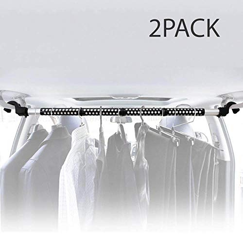 RED SHIELD Automotive Clothes Hanger Bar, Set of 2, Hook to Hang, Portable, Expandable (39" to 67") Heavy Duty Clothing Organizer Rod Rack