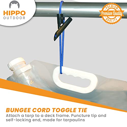 Image of Bungee Cord with Toggle tie - Flex for Tarpaulins Canopies, Flex tie Down, Heavy Duty Elastic, Chock Absorber for tarps, 12 inch, 10-Pack (6620)