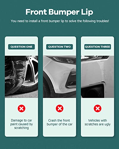 SCITOO 3PCS Black PP Front Bumper Body Kit Spoiler Chin Spoiler Front Bumper Lip Fit for 2016-2019 for Honda Civic Hatchback