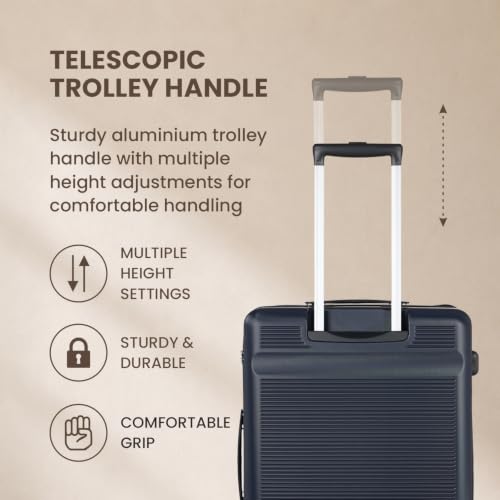 Image of SWISS MILITARY Pascal Hard 68cm Lightweight PC Medium Check in Travel Luggage Trolley Bag with Anti-Theft Zippers & 3-Dial Lock, 360 Wheels, Wet Pocket & Aluminium Handle Suitcase Capacity 93L-Navy