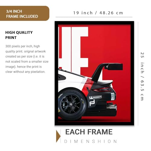 Image of kotart Big Sports Cars Framed Posters Gift Items for Boys Room Wall Decoration Bedroom Living Room Office Studio Decor | Car Poster Frame for Wall Decor Set Of 3 Size (19 X 25 inch)