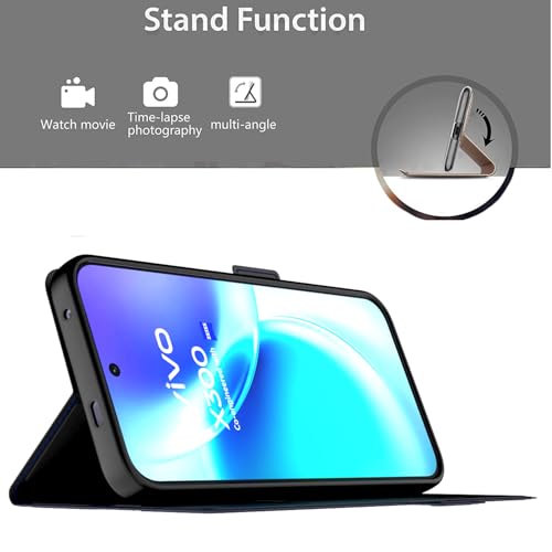 Image of Kapa Noble Slim Magnetic Leather Flip Case Cover for Vivo X300 5G | Card Holder Stand Flip Wallet Case (Black)