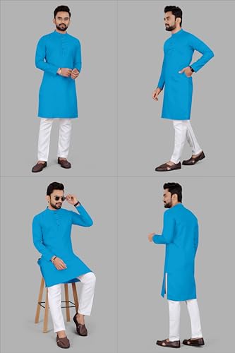 Image of Men's Cotton Full Sleeve Regular Fit Solid Kurta