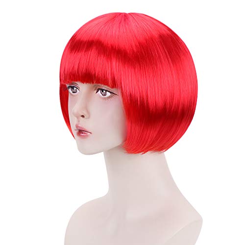 FREE BEAUTY Peruca de melindrosa curta Bob Cosplay - Fantasia sintética feminina com aparência natur