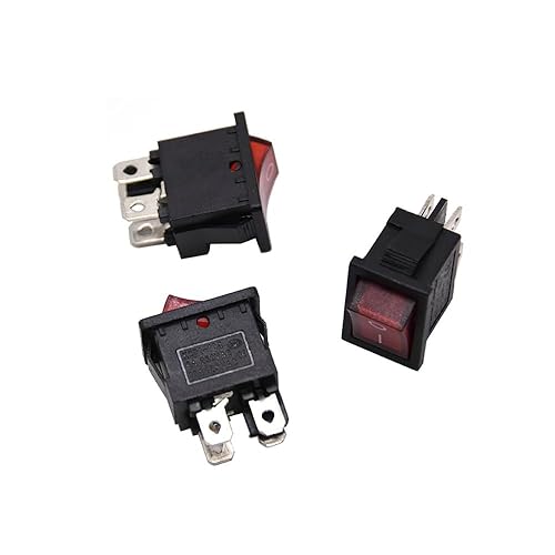 Miniatura 6 de Paquete de 4 interruptores basculantes a presión con botón de luz roja, interruptores de encendido y apagado cuadrados, DPST 4 pines KCD1-104 6A250V