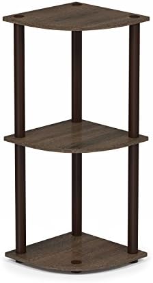 Furinno 5-Tier Corner Shelf, Light Cherry/Black, one size