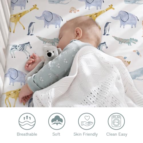 Image of Little Grape Land Crib Sheets for Boys and Girls, 2pk Baby Crib Fitted Sheet for Standard Size Crib and Toddler Mattress, Super Soft Baby Sheet