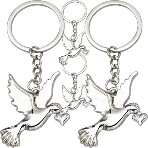 SUPVOX Lot de 4 Porte-clés Colombe en Alliage de Zinc Argenté, Breloques Oiseau à Suspendre pour Paquet à Dos, Décoration Clé Pratique et Présent D’anniversaire Élégant