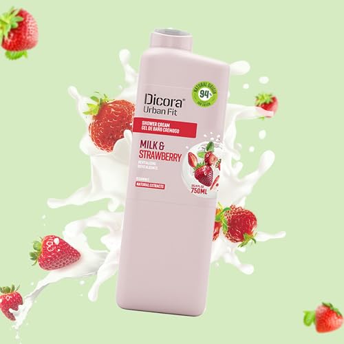 Dicora Urban Fit Nourishing Shower Gel - Body Wash for Men and Women - Long-Lasting Fruity Fragrance - Gluten Free - Milk and Strawberry - 25.4 oz2