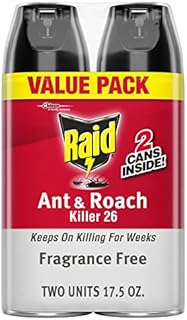 Raid Ant & Roach Killer 26, Fragrance Free, 17.5 oz (2 ct)