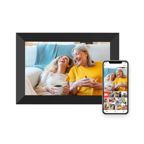 Digital Picture Frame WiFi 10.1 Inch Smart Digital Photo Frame with 1280×800 IPS HD Touch Screen, Auto-Rotate and Slideshow, Easy Setup to Share Photos or Videos Remotely via App from Anywhere