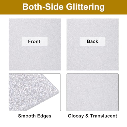 Image of MECCANIXITY 3Pcs Silver Glitter Acrylic Sheets 1 /8 inch Thickness 12 inch x 12 inch Glossy PMMA Fluorescent Plastic Sheets Extruded Translucent Blanks for DIY Art Crafting Laser Cutting & Engraving