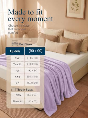 Image of Utopia Bedding Ultra Soft Fleece Bed Blanket Queen Size Lilac (90x90 Inch)