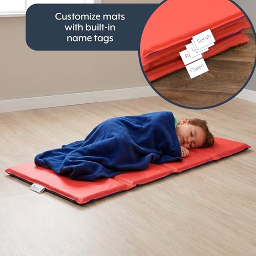 Children's Factory Nap Mats, 1 inch Thick Toddler Sleeping Mats for Preschools and Daycares, Comfortable and Soft 4 Section Folding Nap Pad, Red and Blue, 1 Pack by Children's Factory - Image 5