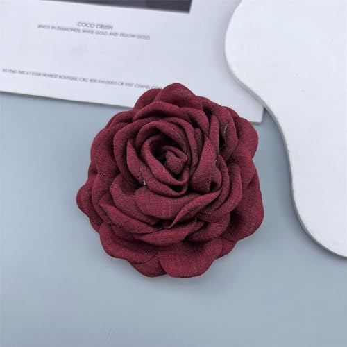 Image of Dainty Fabric Peony Flower Brooches Pin Delicate Camellia Flower Brooch Classic for Women Wedding Party Dance Banquet Elegant Lapel Pins Dress Suit Ceremony Clothes Accessories Jewelry Gifts 100mm