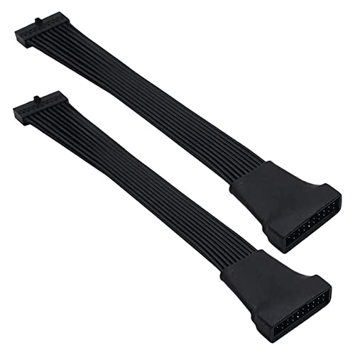 RIDENS Small Mini 3.0 19/20 Pin Internal Extension Header Adapter Cable for Motherboard 4.7 Inches (2 Pack)