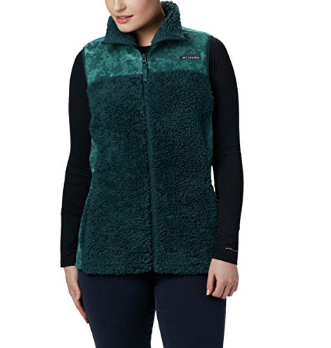 Columbia Women's Winter Pass Fleece Vest, Dark Seas, Dark Seas Clouds Camo Print, X-Large
