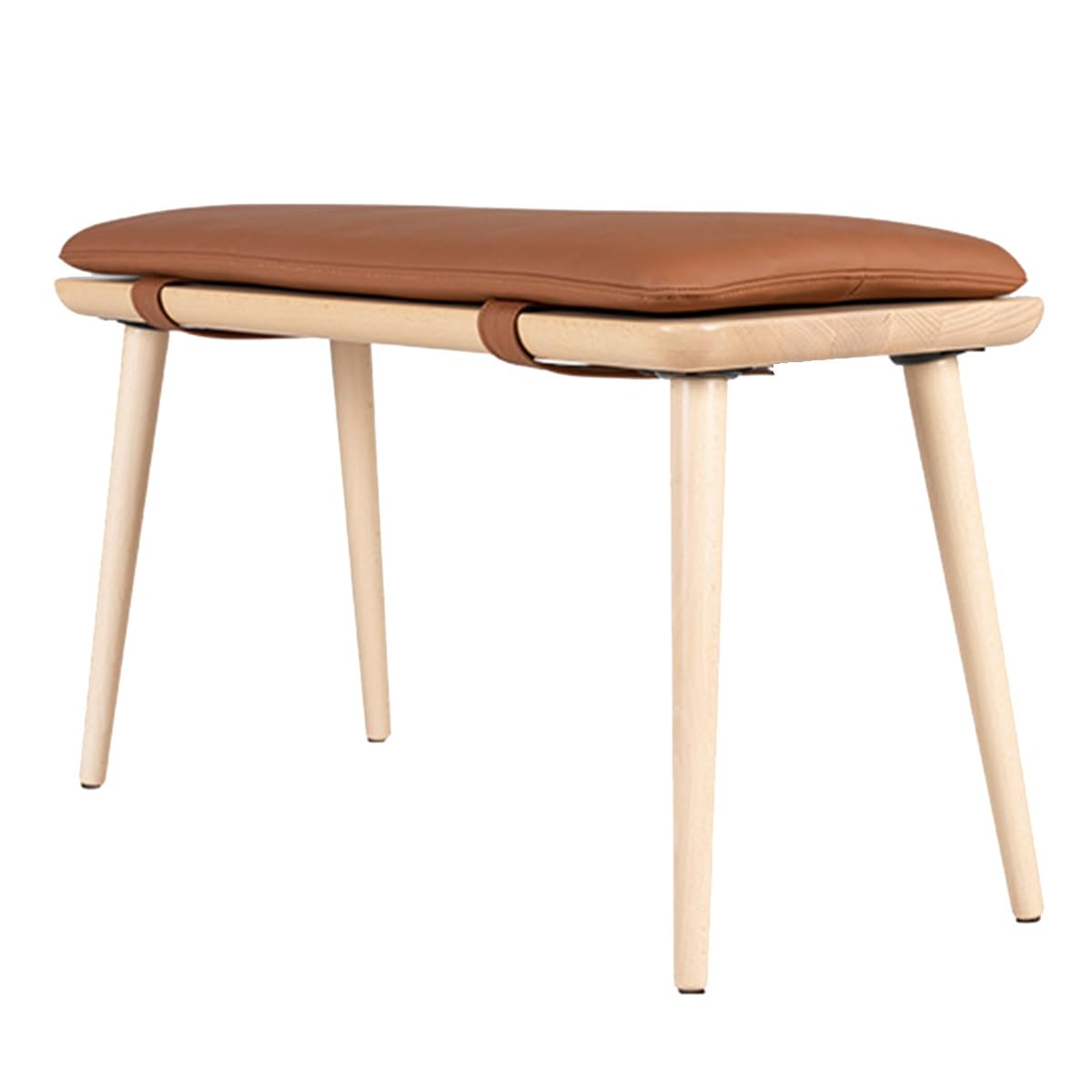 Taburete tapizado acolchado de PU resistente con patas de madera estables para tocador