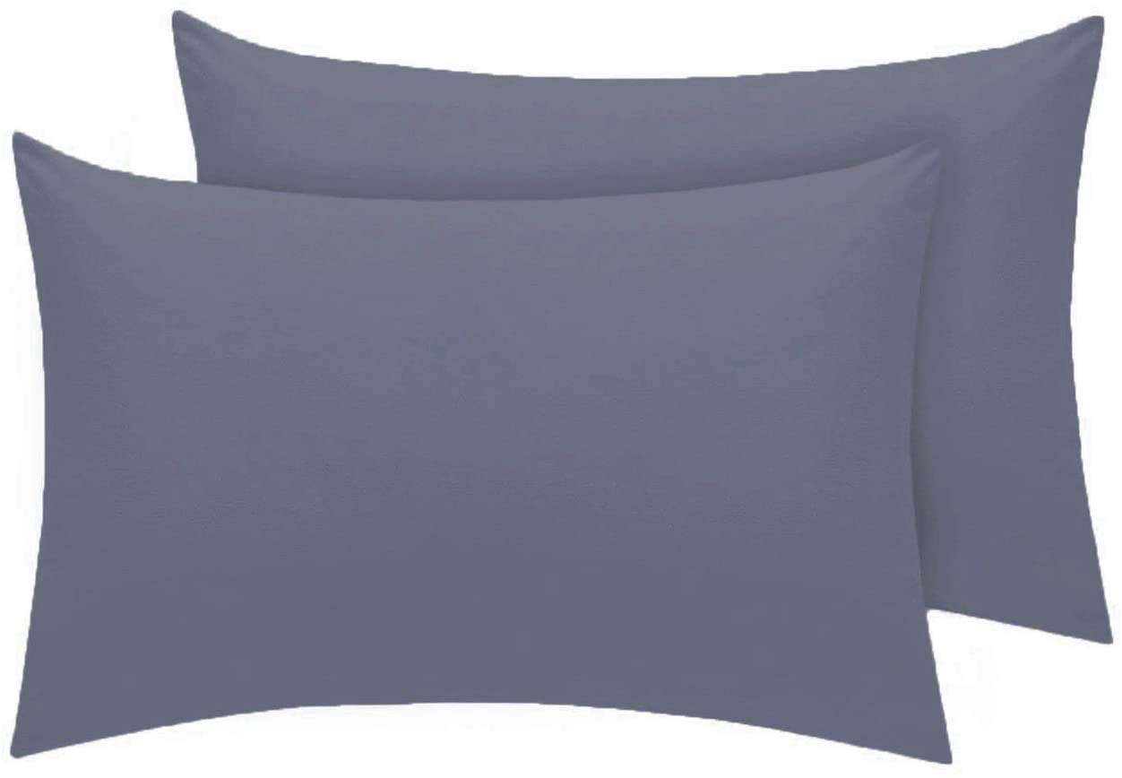 Homes-Linen Grey Pillowcase Pack Of 2 Housewife Luxury Percale Pillowcase 50X75cm 100% Polycotton Plain Dyed Pillow Cases (Housewife Pillow Case, )