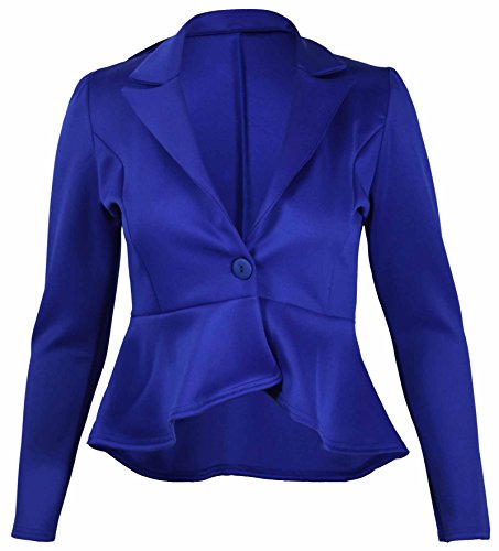 Blazer peplum femme grande taille veste cintrée bleu royal coupe ajustée