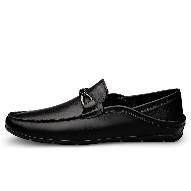 Mens Loafers Shoe Round Toe Leather Loafer Shoes Comfortable Flexible Flat Heel Prom Outdoor Slip-ons2