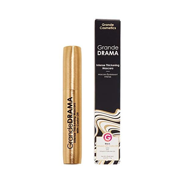 Grande Cosmetics GrandeDRAMA Intense Thickening Mascara with Castor Oil, Volumizing, Conditioning, Buildable Formula