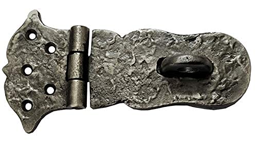 Image of Adonai Hardware inchParan inch Heavy Duty Cast Iron Safety Locking Hasp and Staple (6 inch x 1 Pack, Antique Nickel) for Vintage Pirates Treasure Chest, Trunks, Wooden Jewelry Box, Cases, Furniture and Sheds