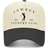 Golf Cowboy Club Vintage Trucker Hat | Premium Snapback Hat for Men & Women (US, Alpha, One Size, Black/Natural)