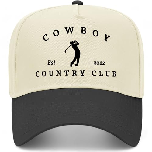 Golf Cowboy Club Vintage Trucker Hat | Premium Snapback Hat for Men & Women (US, Alpha, One Size, Black/Natural)