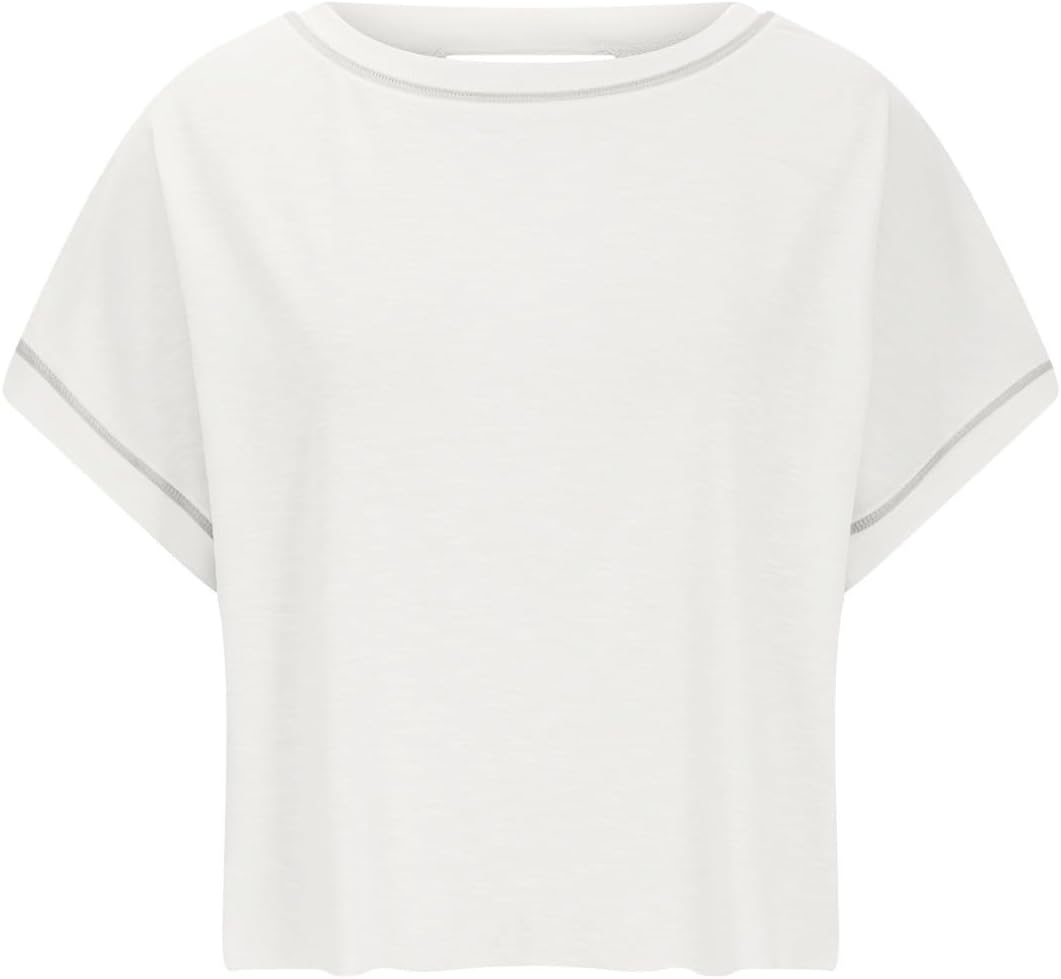 VIEWON Womens Workout Top Open Back Short Sleeve Backless T Shirts Gym Yoga Tee Y2k Crop Tops - Image 5